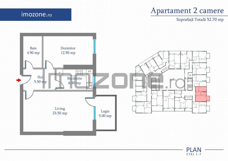 Doua camere, discount luna septembrie: -10% din valoarea avansului,